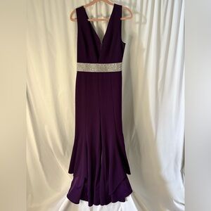 Elegant Purple Sleeveless Dressy jumpsuit with Silver Accents